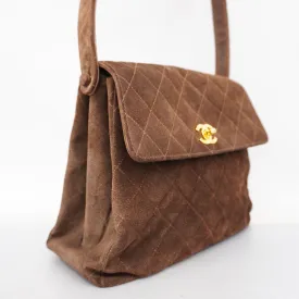 Chanel  Matelasse Women's Suede Shoulder Bag Brown