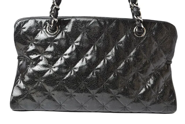 Chanel Patent Leather Tote Bag Vintage Quilted Black
