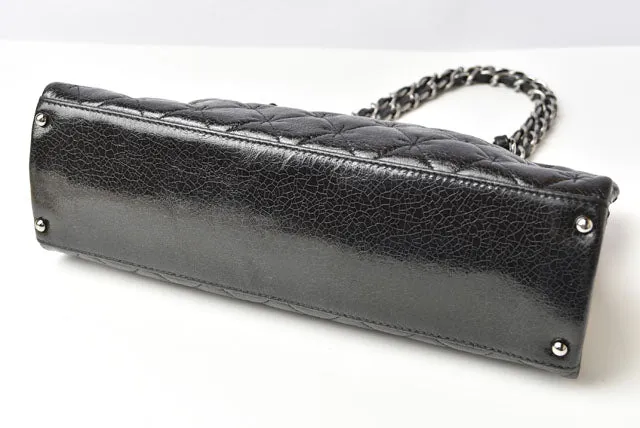 Chanel Patent Leather Tote Bag Vintage Quilted Black