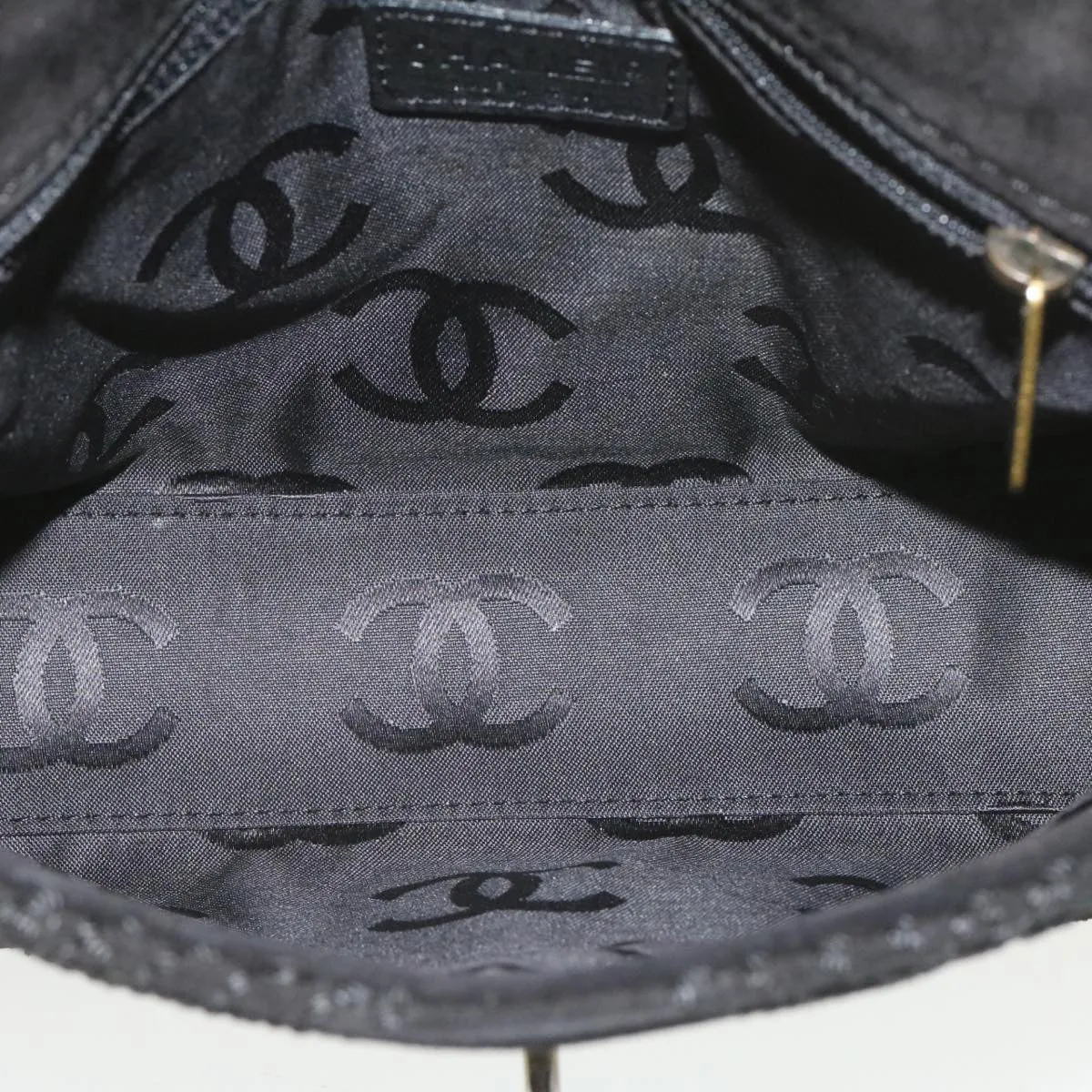 Chanel Turn Lock Shoulder Bag Suede Black CC  18959