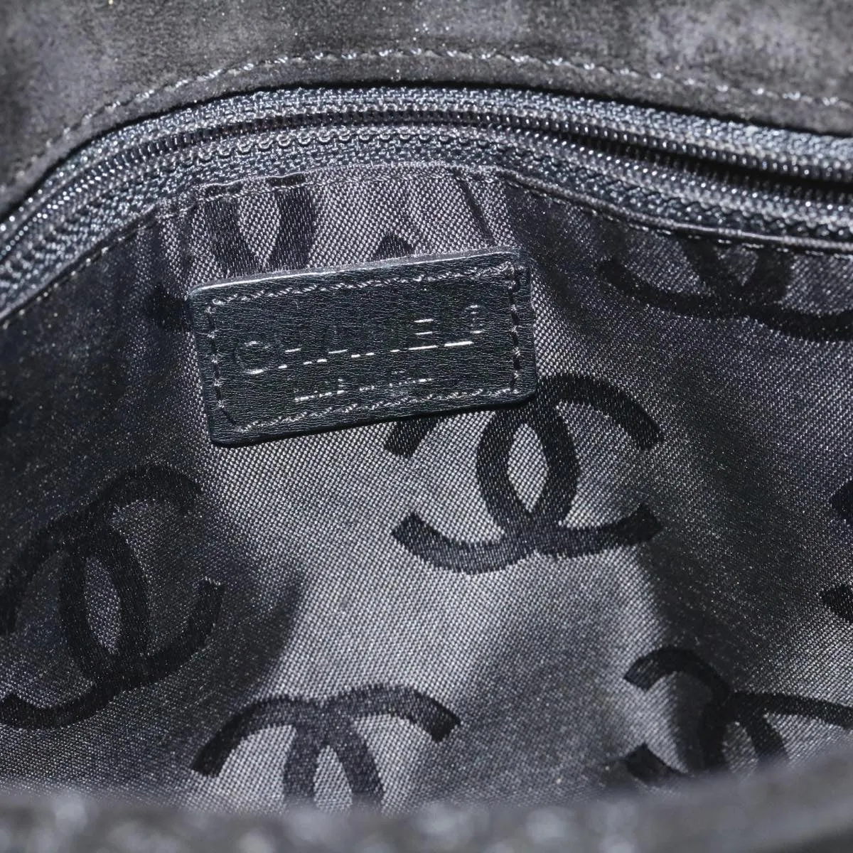 Chanel Turn Lock Shoulder Bag Suede Black CC  18959