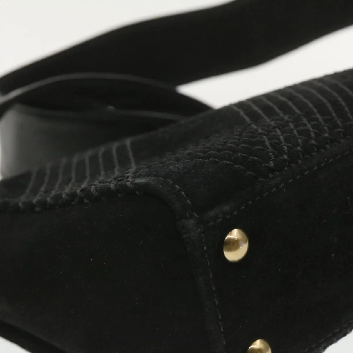 Chanel Turn Lock Shoulder Bag Suede Black CC  18959
