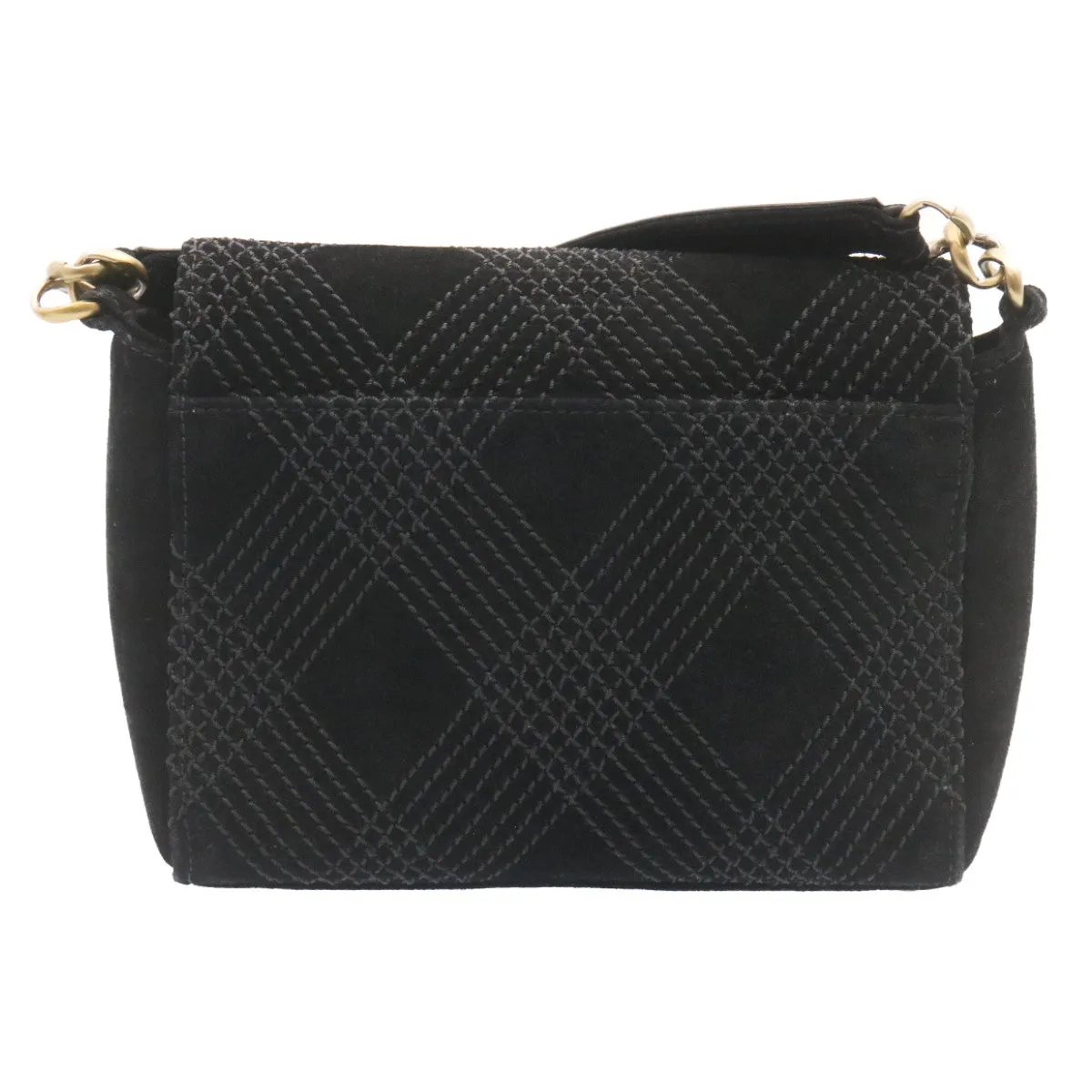 Chanel Turn Lock Shoulder Bag Suede Black CC  18959