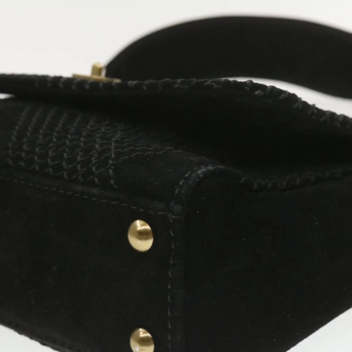 Chanel Turn Lock Shoulder Bag Suede Black CC  18959