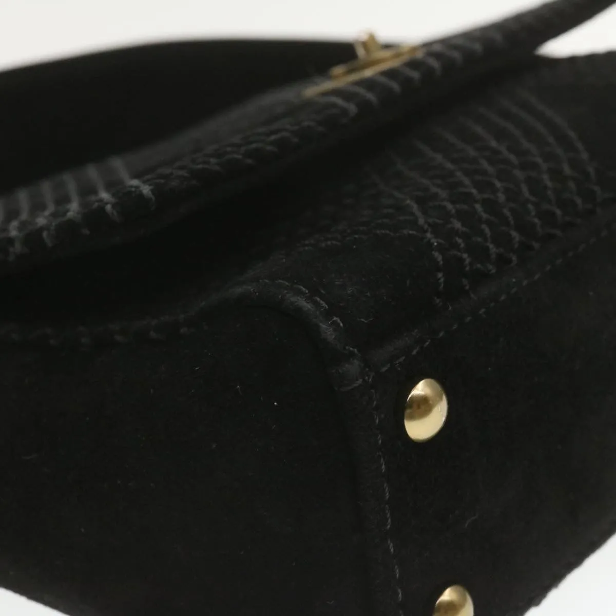 Chanel Turn Lock Shoulder Bag Suede Black CC  18959