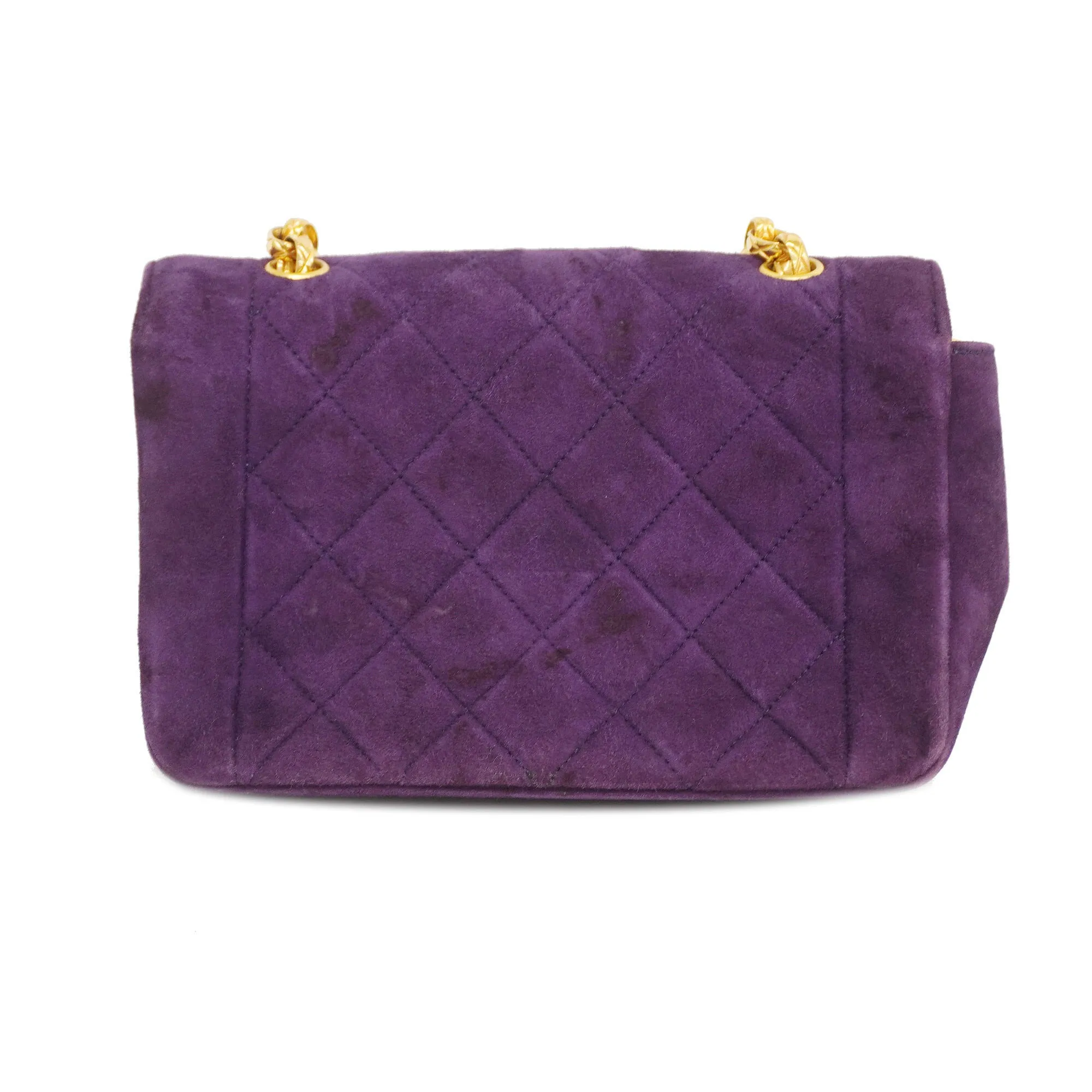Chanel[3bd3918-g]  Matelasse Diana Flap Chain Shoulder Suede Shoulder Bag Purple