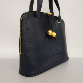 CHANELAuth  Tote Bag Cambon Line Women's Leather Tote Bag Navy