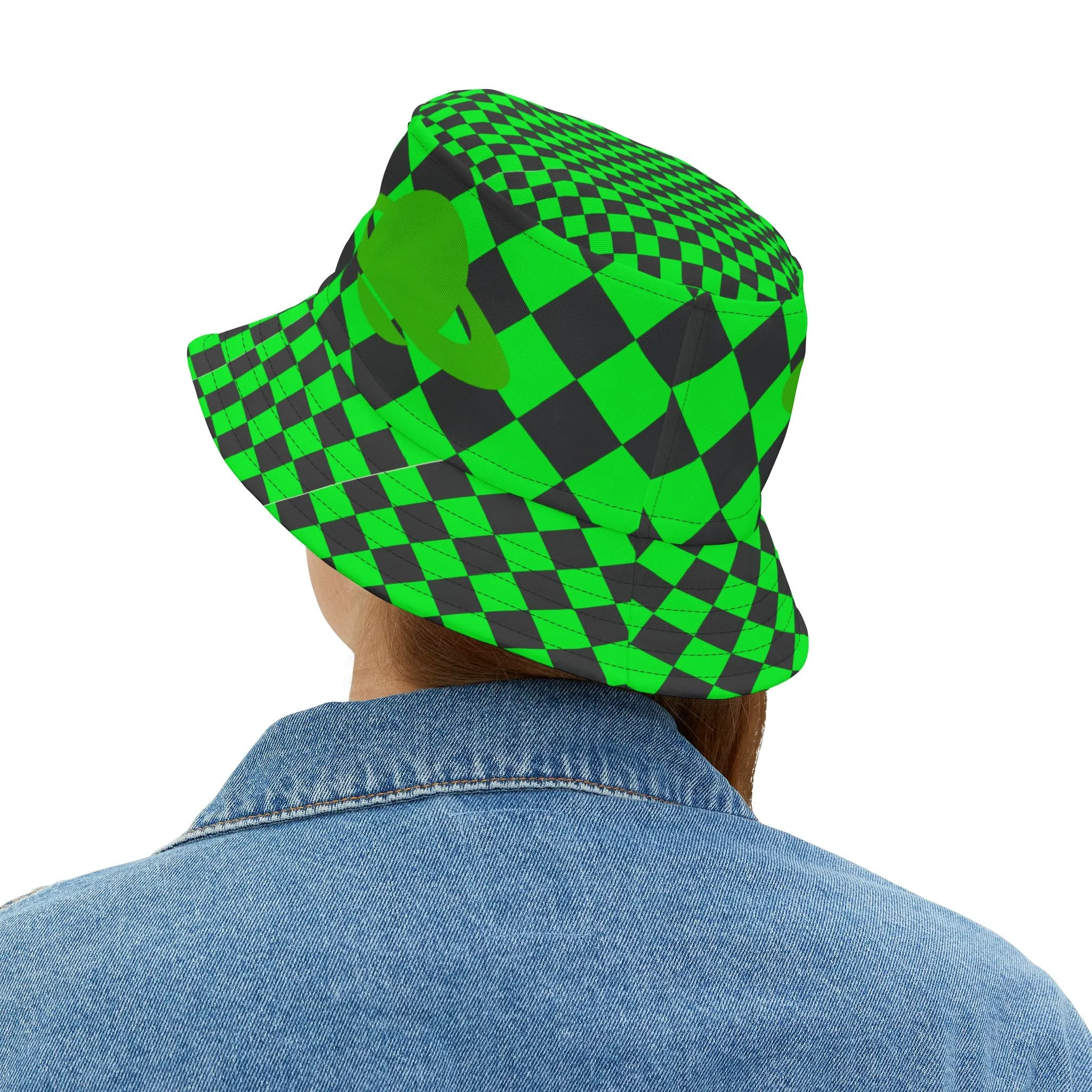Checkered Alien Bucket Hat