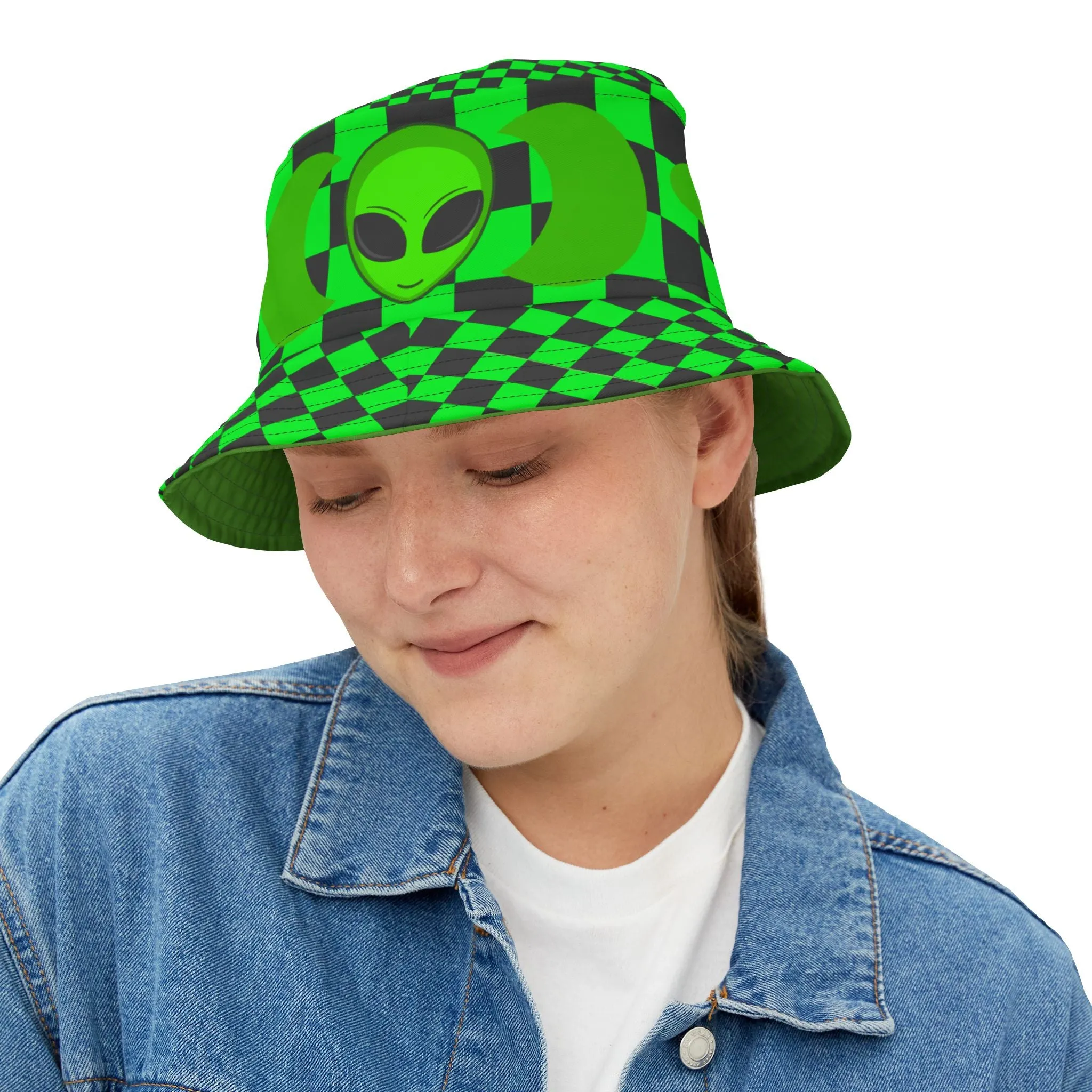 Checkered Alien Bucket Hat