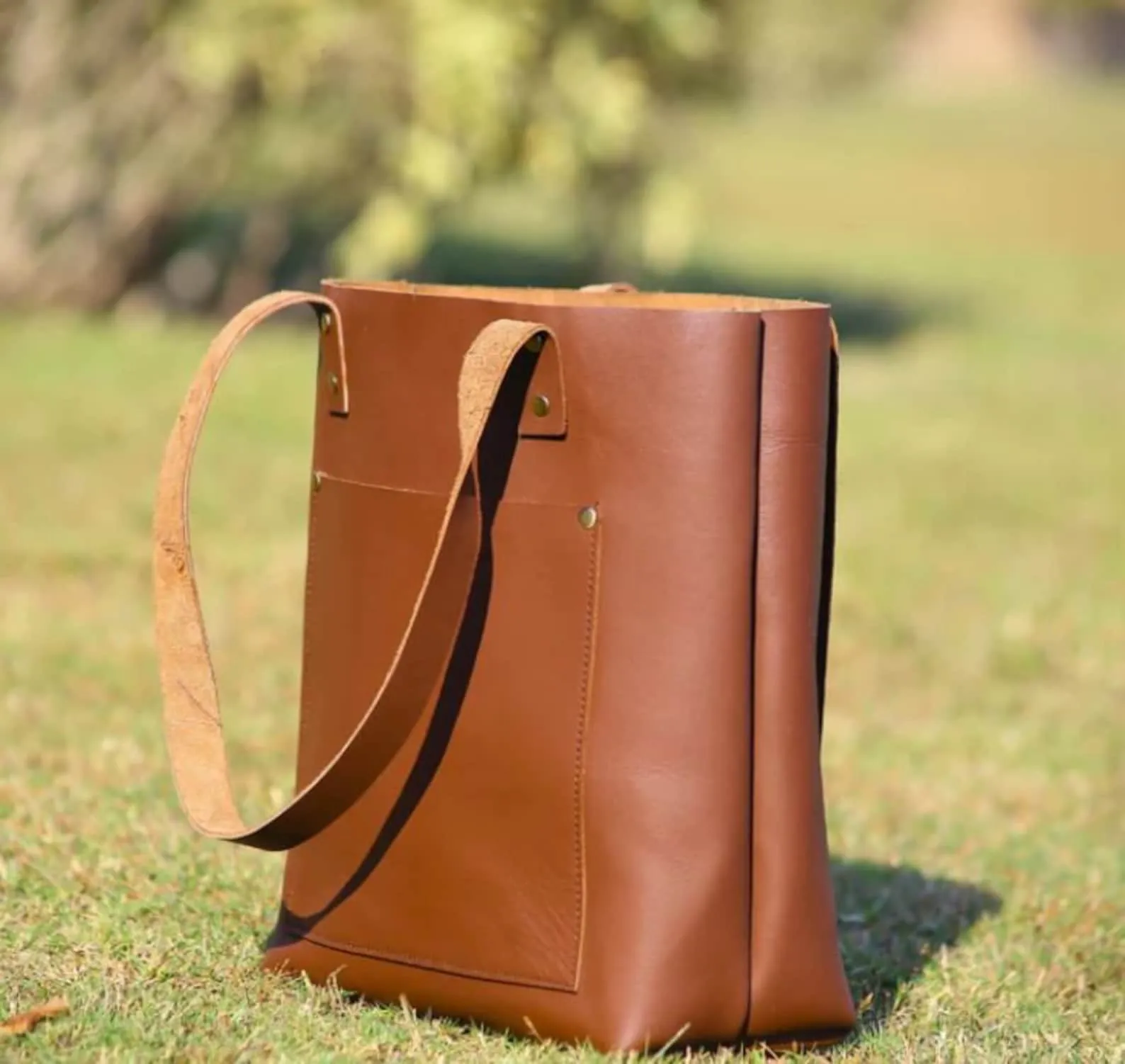 Chocolate Leather Tote Bag Women