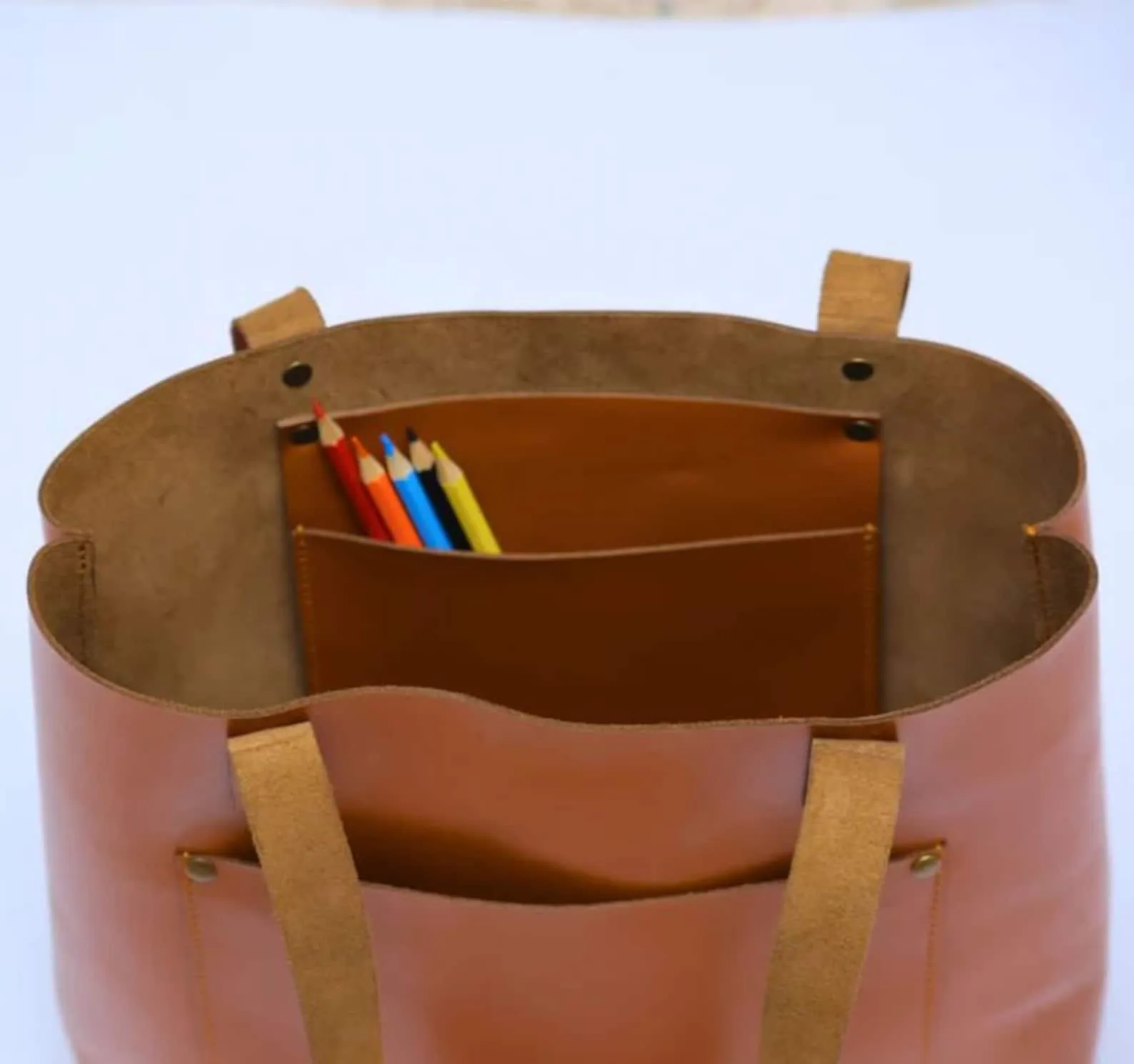 Chocolate Leather Tote Bag Women