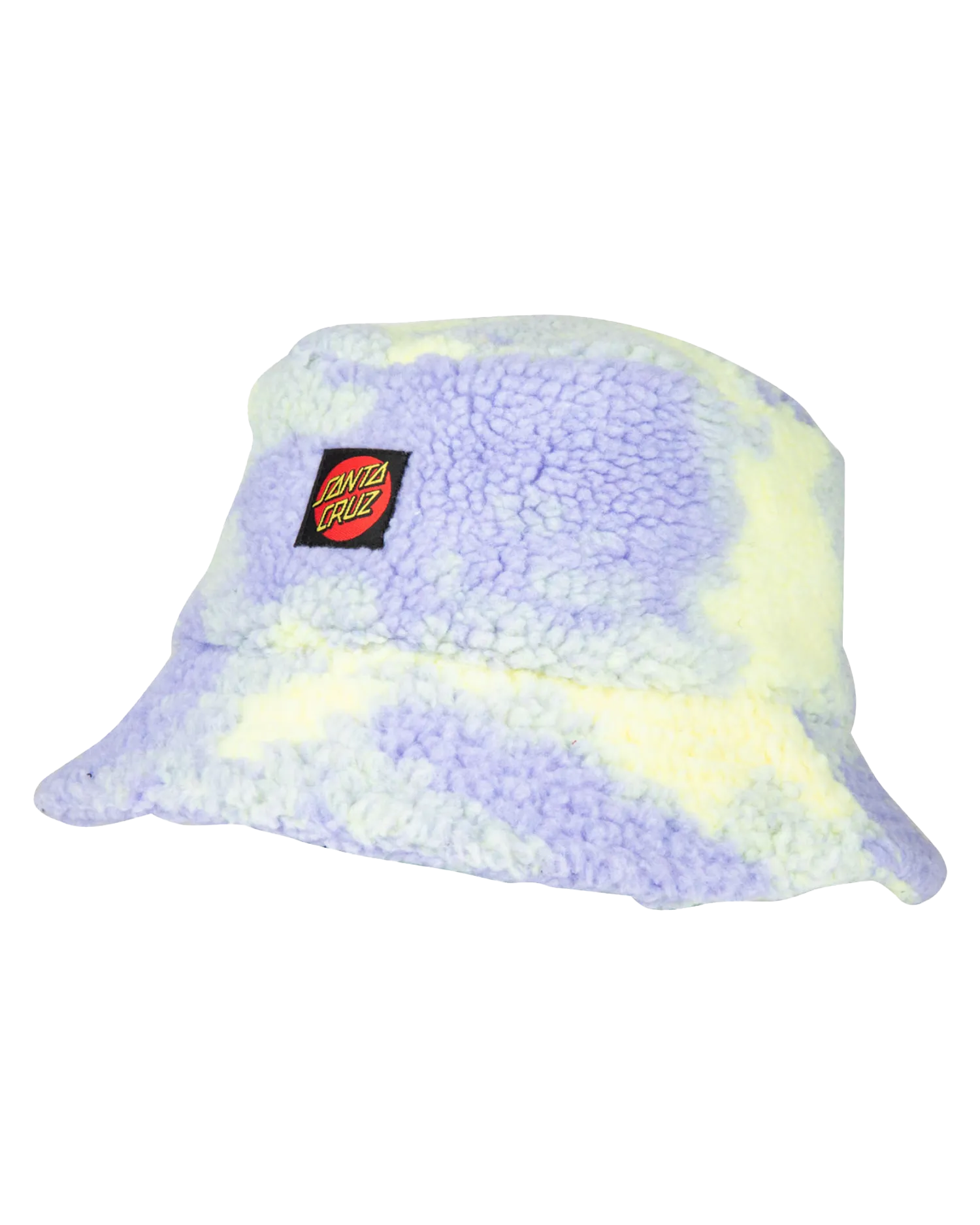 Classic Dot Sherpa Bucket Hat in Purple & Yellow Tie Dye