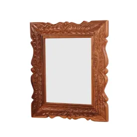 Compact Folk Style Carved Mirror Frame
