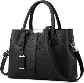 Covelin Women's Top-handle Cross Body Handbag Middle Size Purse Durable Leather Tote Bag