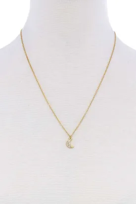 Cute Trendy Crescent Moon Rhinestone Necklace