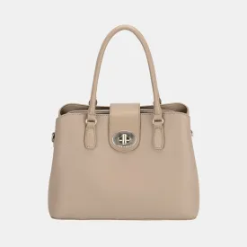 David Jones PU Leather Twist-Lock Tote Bag