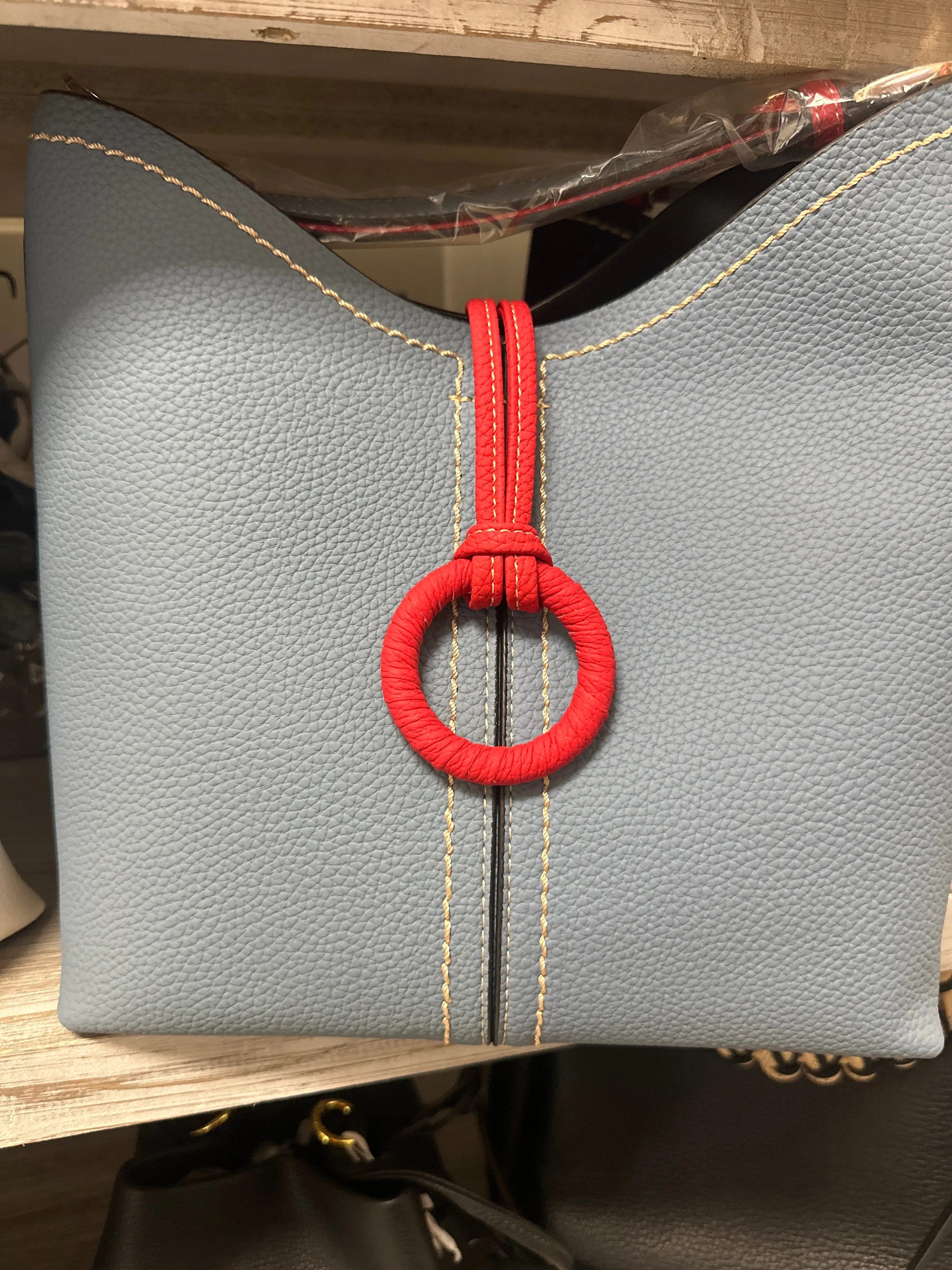 Deliciously Soft Leather Small Bucket Bag w/ Cool Flap