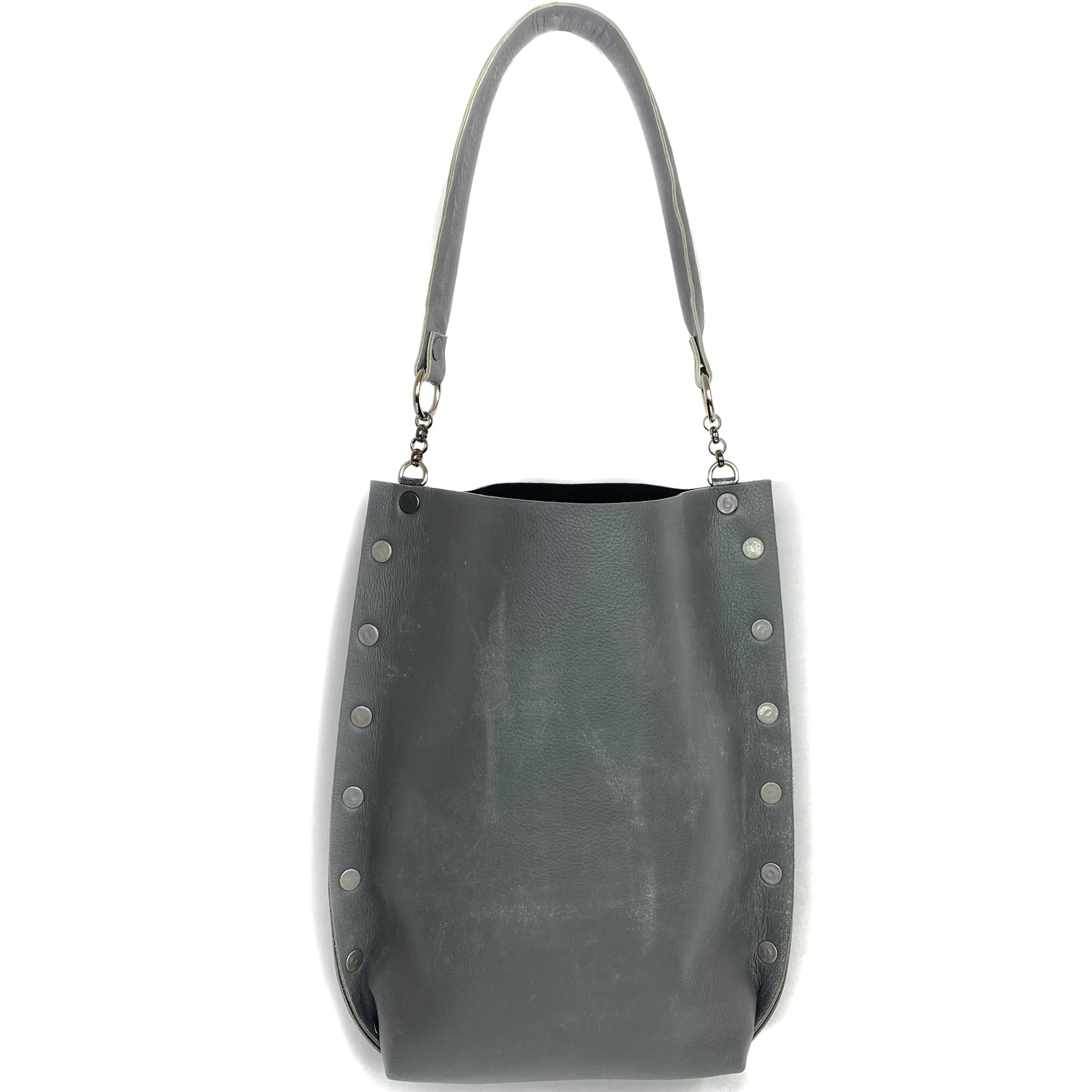 Distressed Grey Leather Tote