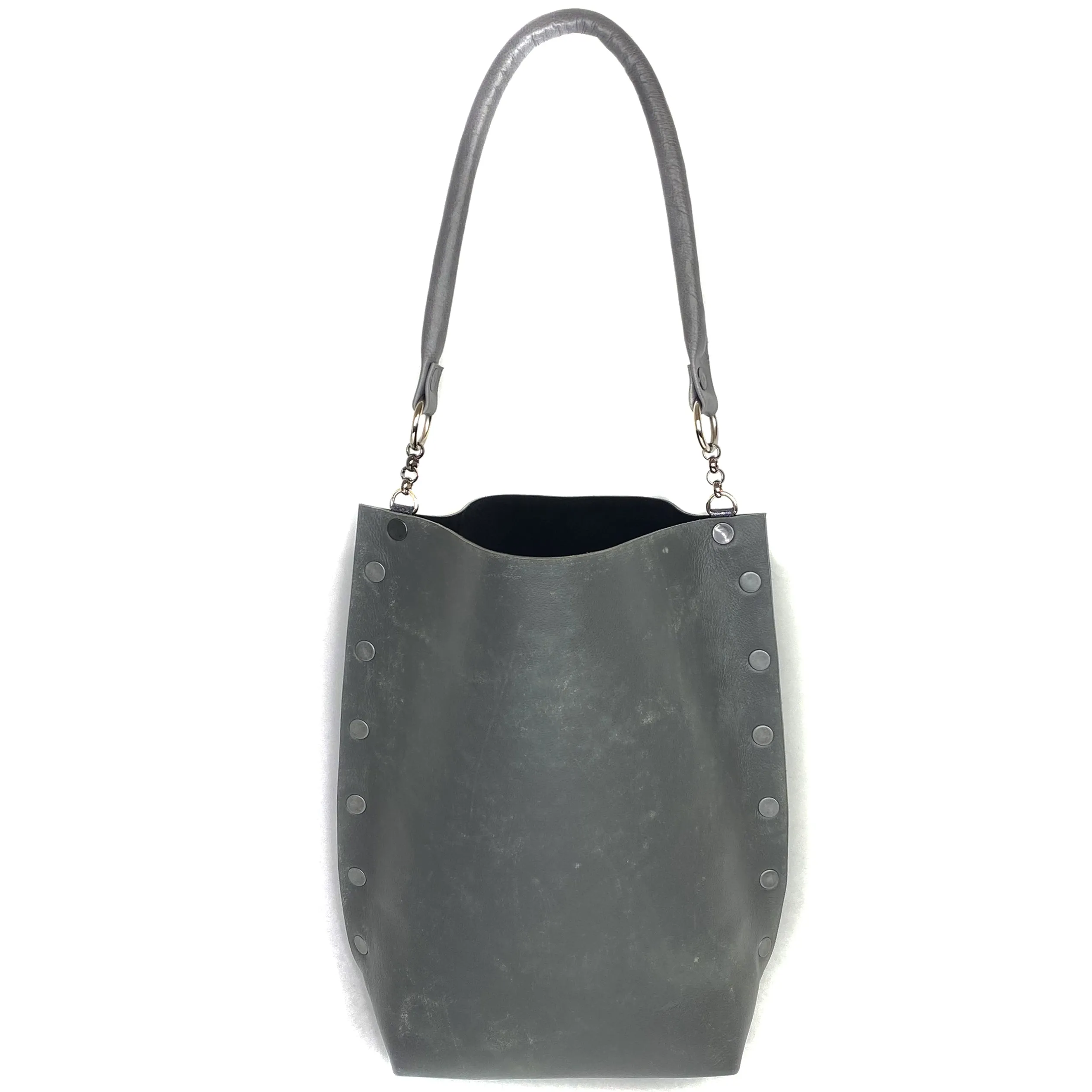Distressed Grey Leather Tote