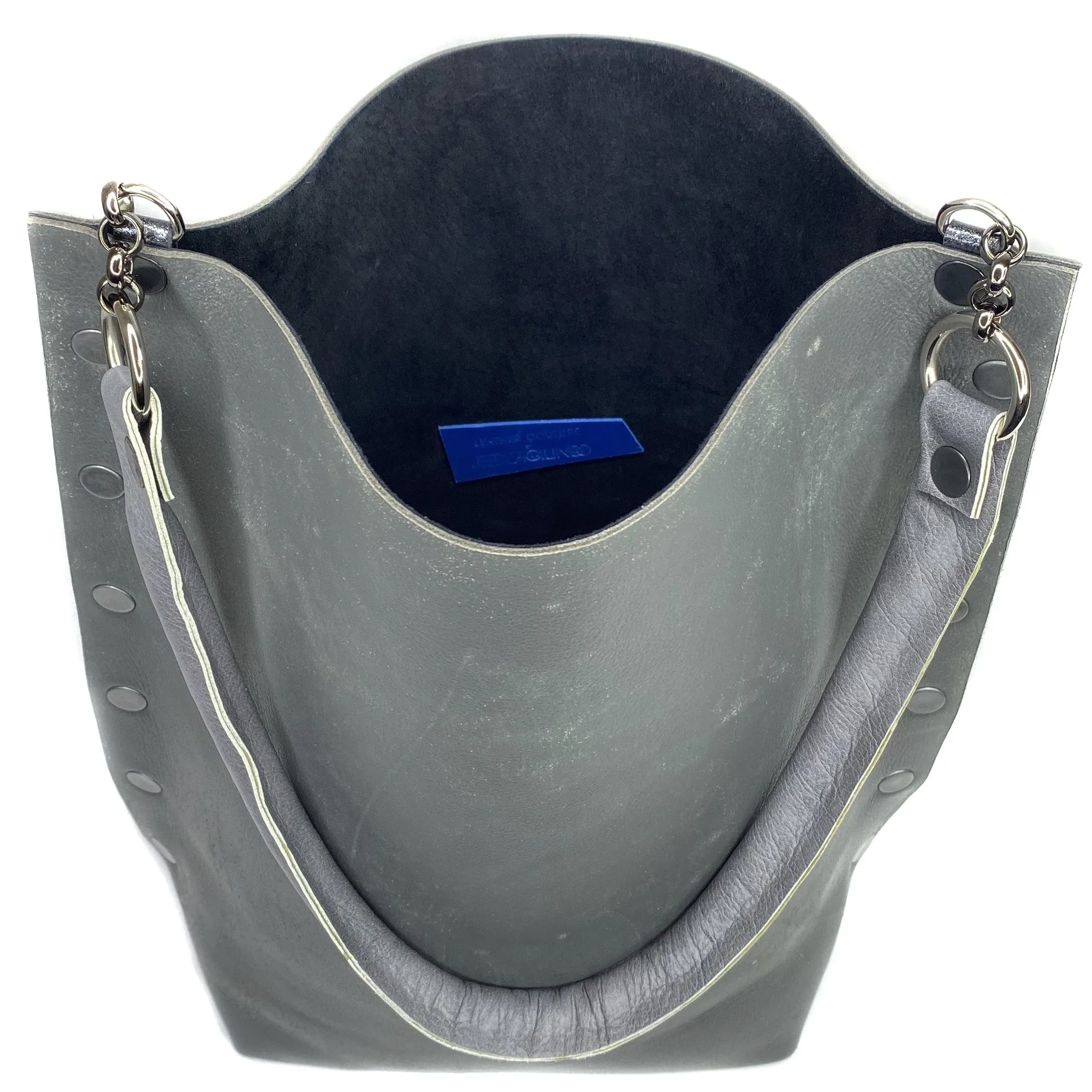 Distressed Grey Leather Tote