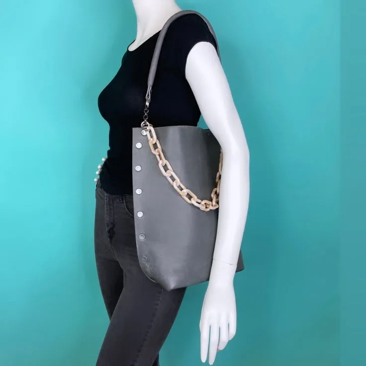 Distressed Grey Leather Tote