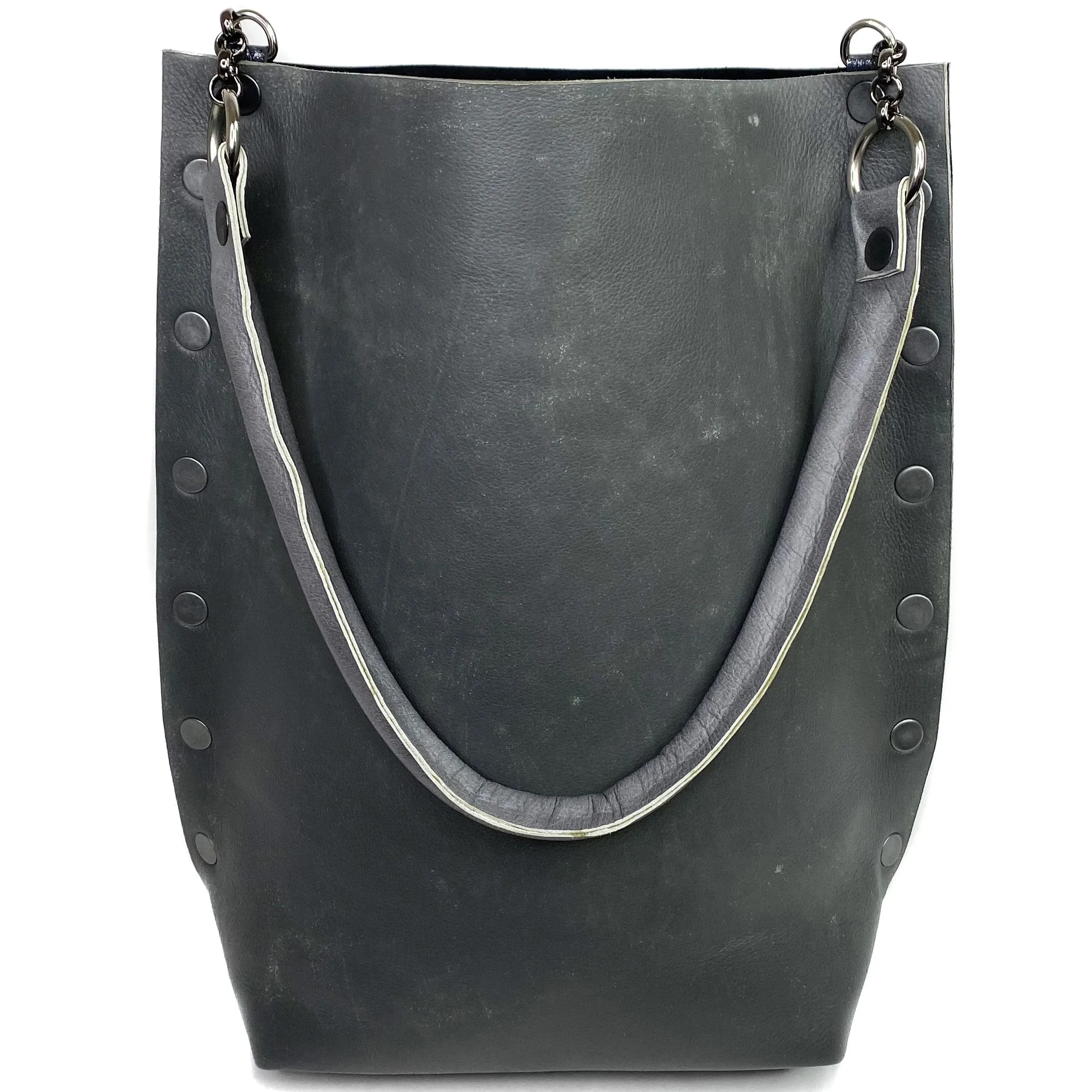 Distressed Grey Leather Tote