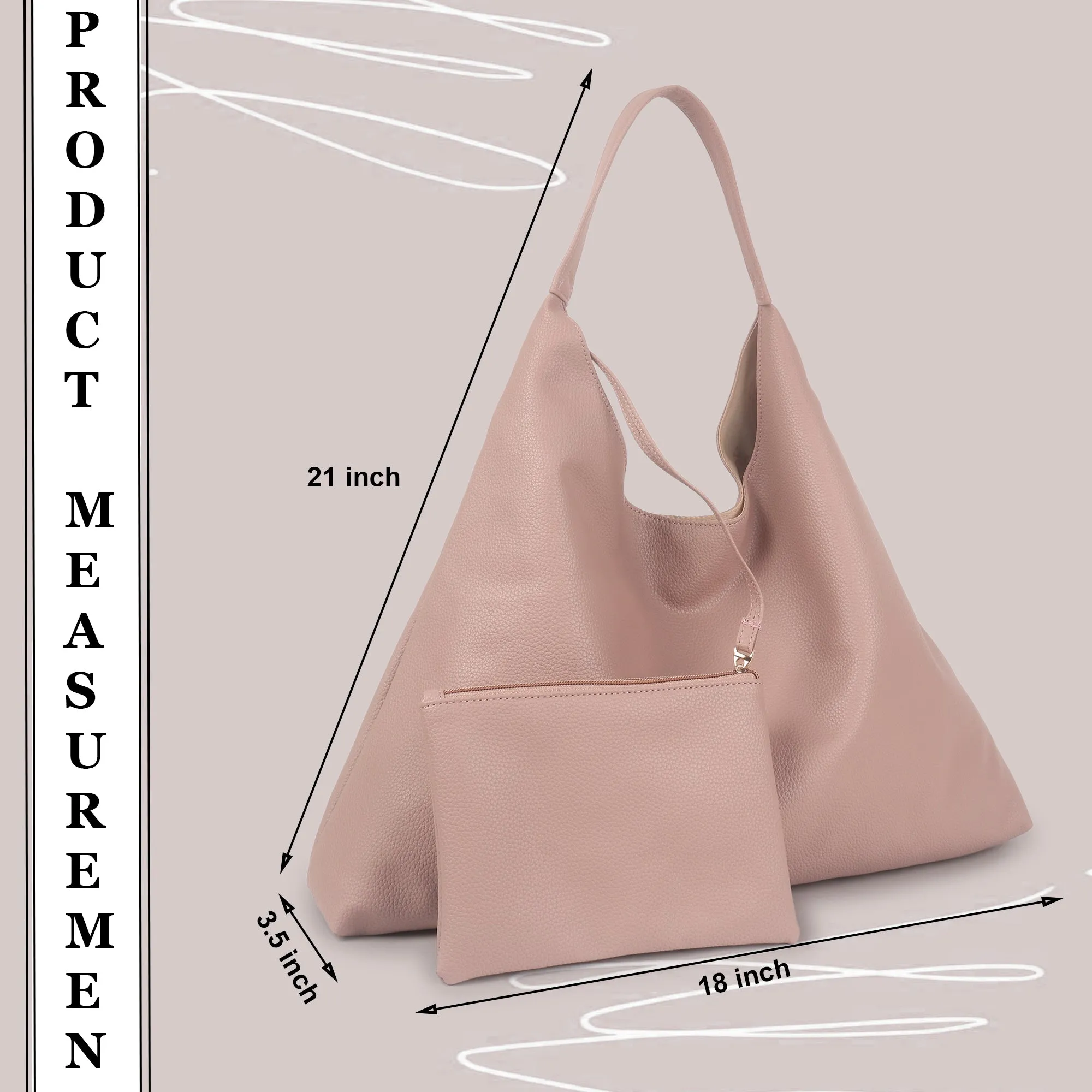 Dusty Pink Synthetic Leather Handbag Bag With Hanging Pouch For Women