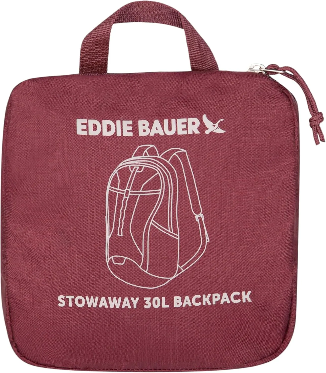 Eddie Bauer Stowaway Packable Backpack-Made from Ripstop Polyester, Black Cherry, 30L