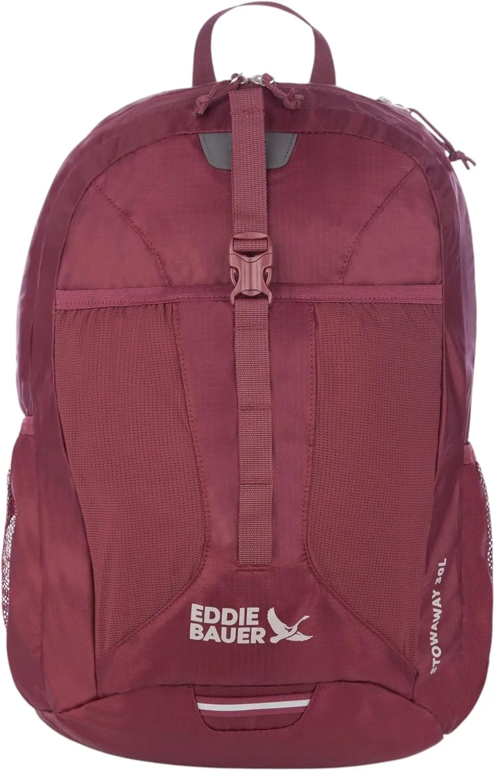 Eddie Bauer Stowaway Packable Backpack-Made from Ripstop Polyester, Black Cherry, 30L