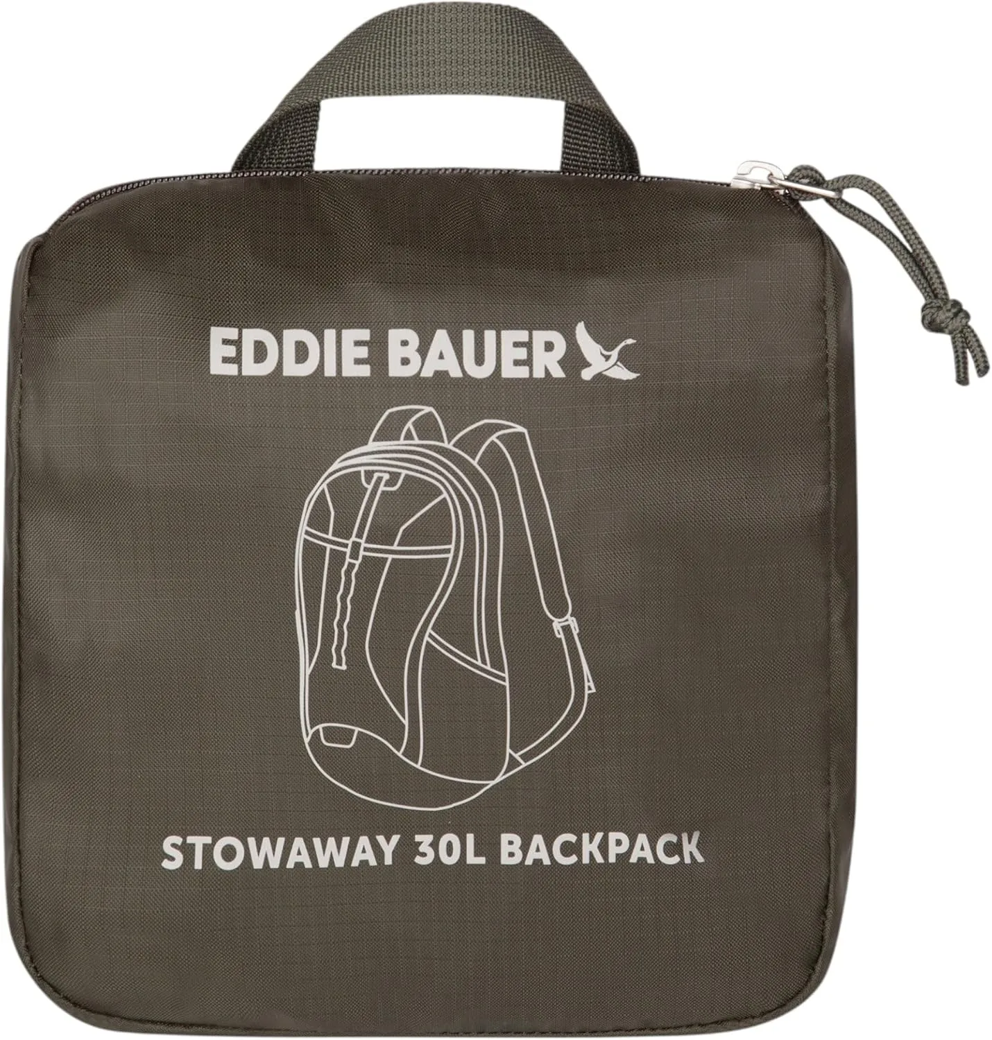 Eddie Bauer Stowaway Packable Backpack-Made from Ripstop Polyester, Dark Forest, 30L