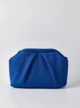 Elegant Blue Pleated Clutch Handbag