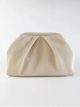 Elegant Cream Pleated Clutch Handbag