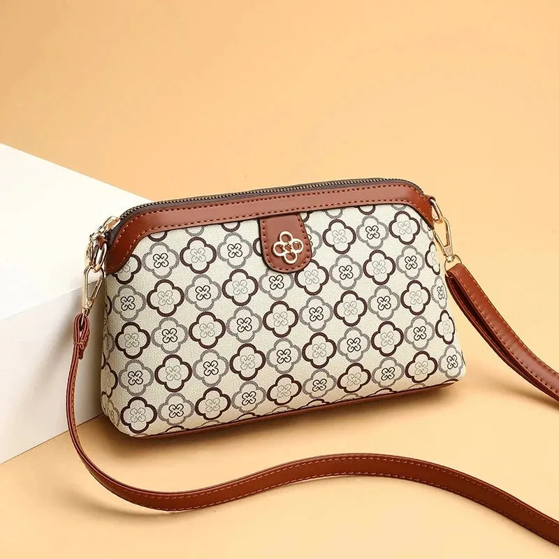 Elegant Geometric Design High Quality Leather Women's Compact Shoulder Handbags Purses Luxury Lady Messenger Bag Satchels