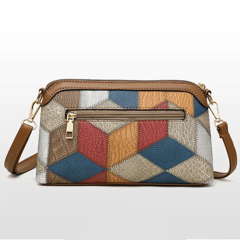 Elegant Geometric Design High Quality Leather Women's Compact Shoulder Handbags Purses Luxury Lady Messenger Bag Satchels