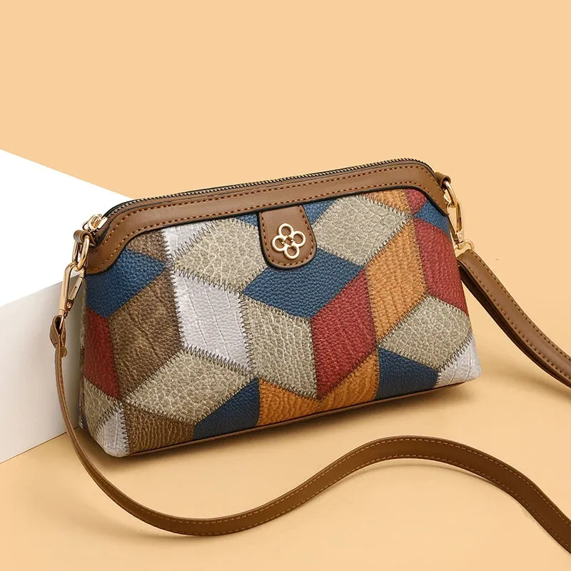 Elegant Geometric Design High Quality Leather Women's Compact Shoulder Handbags Purses Luxury Lady Messenger Bag Satchels