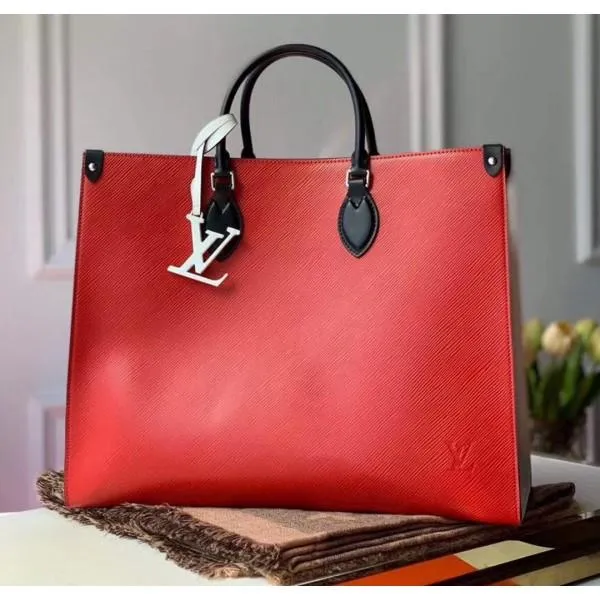 Epi Grained Cowhide Leather Onthego Mm Tote Bag  Red M56229 2020 Collection
