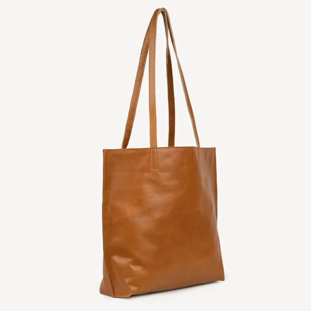Everyday Tote in Camel Leather