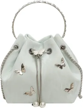 Exquisite Bucket Bag for Women Mini Drawstring Hobo Shoulder Bag Stylish Top Handle Purse Leisure Crossbody Bag with Chain