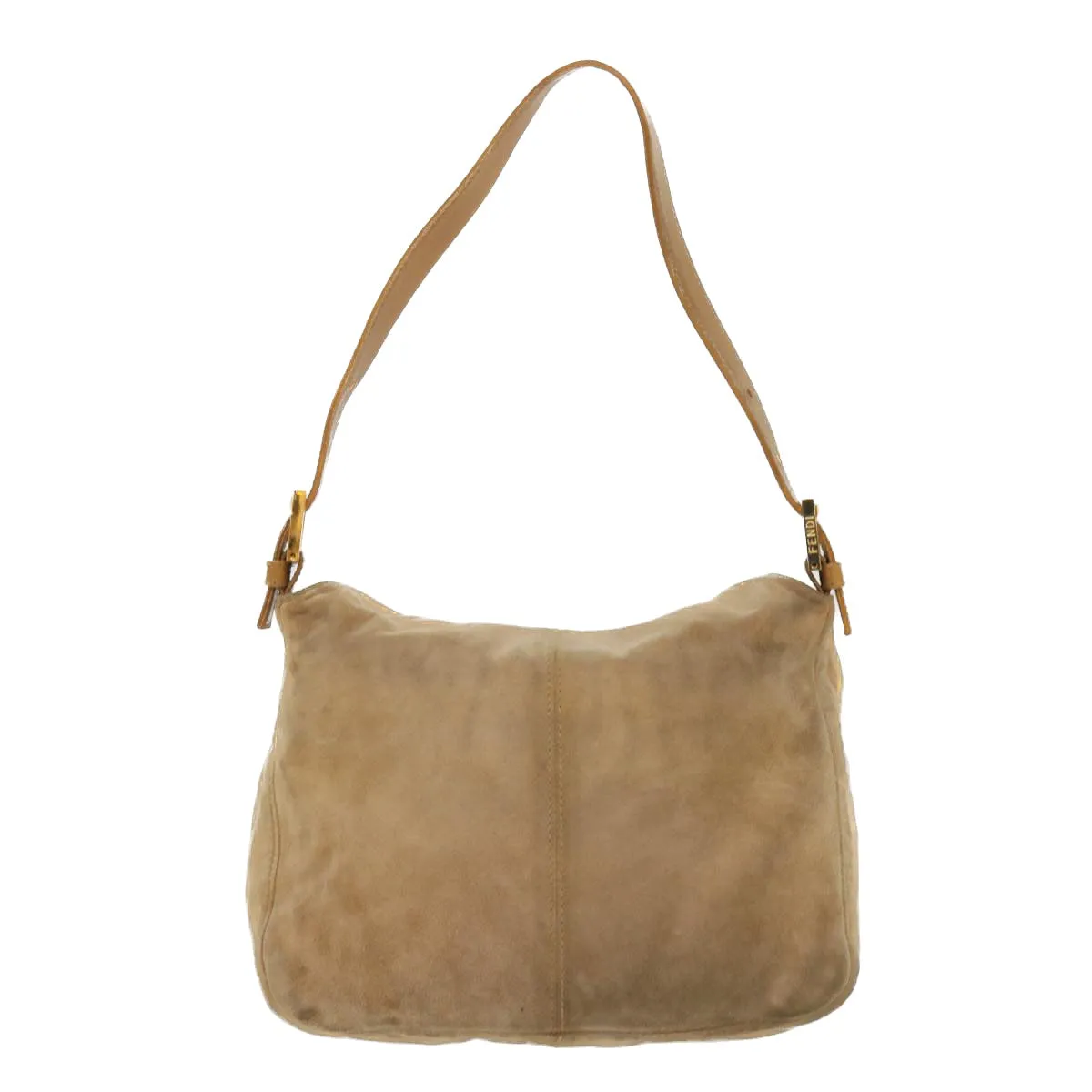 FENDI Mamma Baguette Shoulder Bag Suede Beige 2370/26426 Auth yk6310