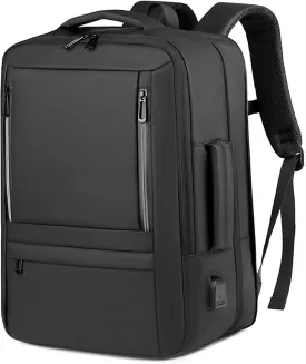 Flight-Approved 35L Carry-On Travel Backpack  Expandable Suitcase-Style Luggage with 15 Laptop Compartment | Business Daypack for Men Women  Black