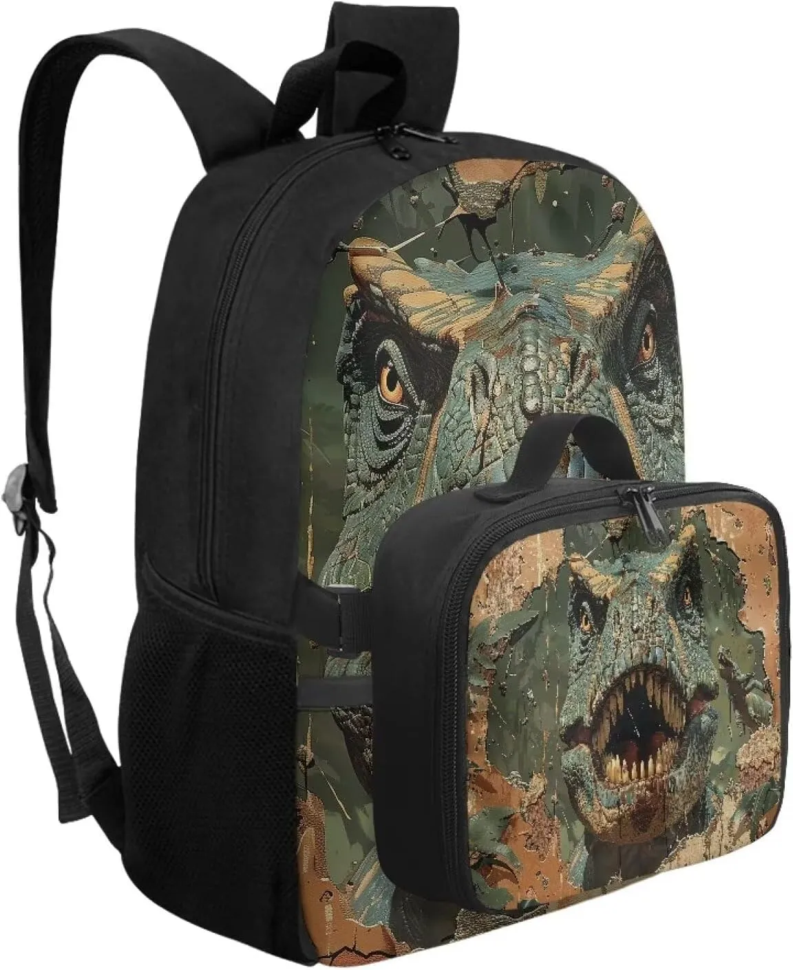 FOR U DESIGNS Boys Dinosaur Backpack 8-12 Years 17 Inch Lightweight School Bag with Removable Lunch Bag and Ergonomic Padded Straps Travel Rucksack Book Bag