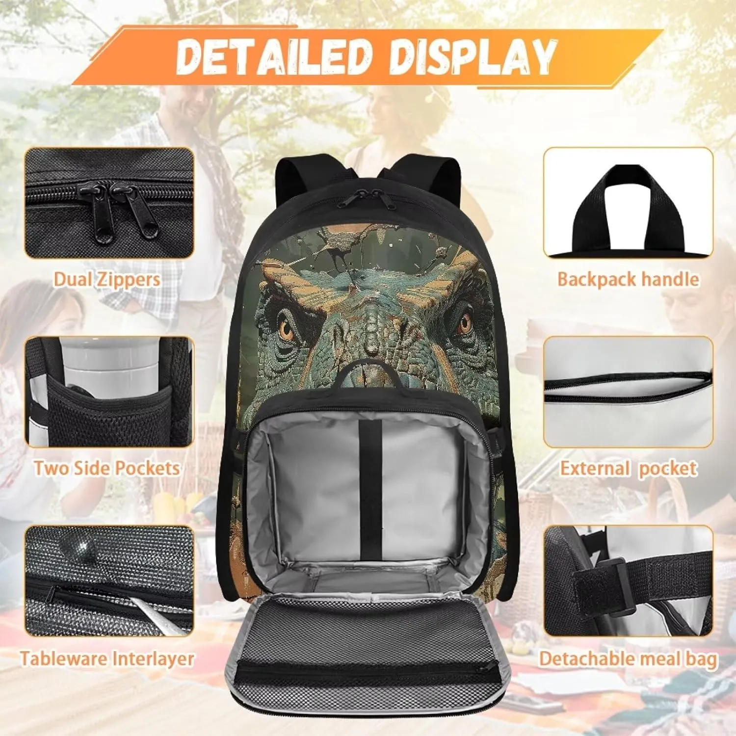 FOR U DESIGNS Boys Dinosaur Backpack 8-12 Years 17 Inch Lightweight School Bag with Removable Lunch Bag and Ergonomic Padded Straps Travel Rucksack Book Bag