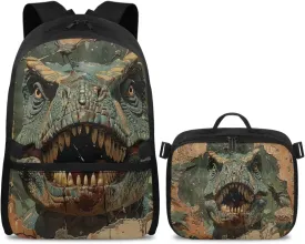 FOR U DESIGNS Boys Dinosaur Backpack 8-12 Years 17 Inch Lightweight School Bag with Removable Lunch Bag and Ergonomic Padded Straps Travel Rucksack Book Bag