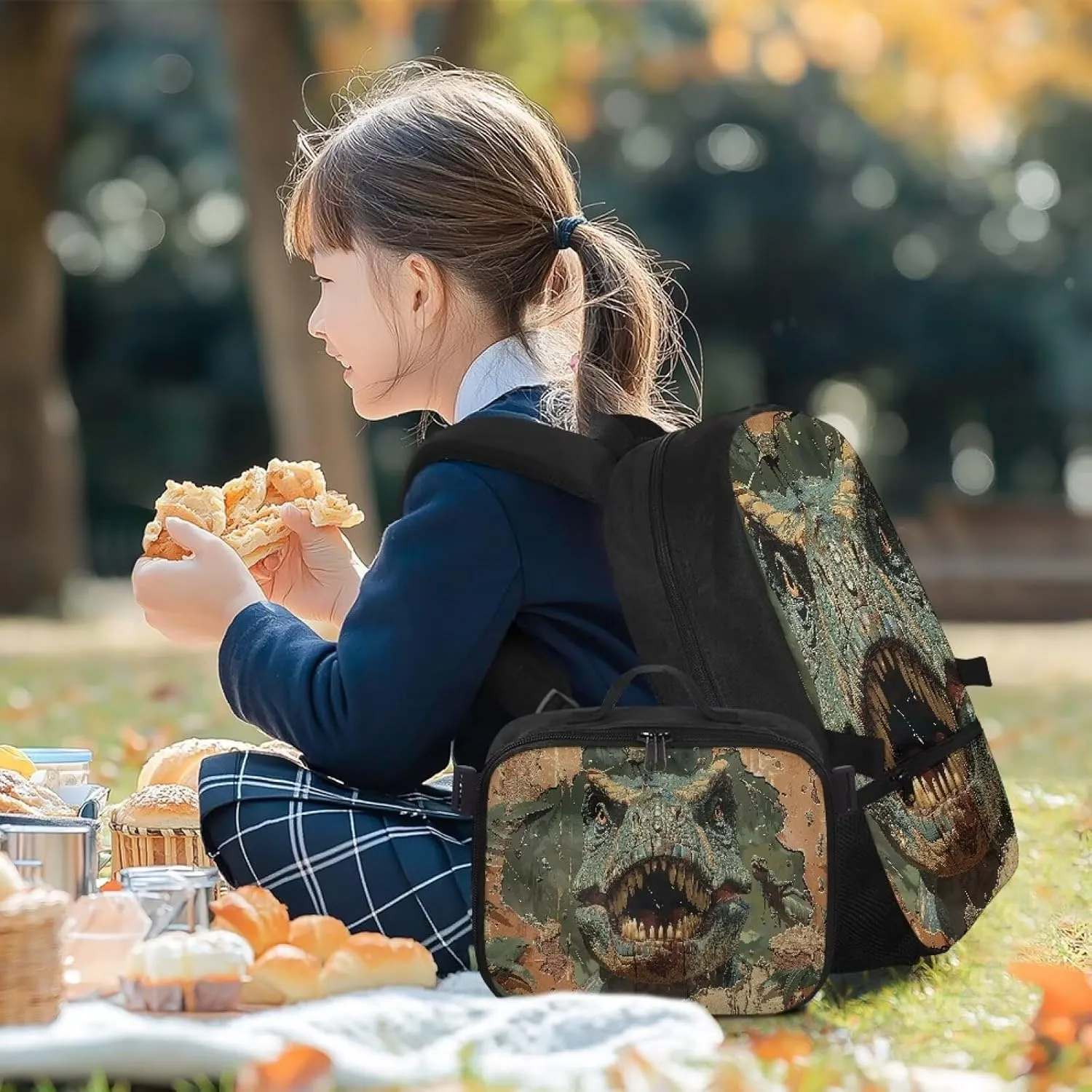 FOR U DESIGNS Boys Dinosaur Backpack 8-12 Years 17 Inch Lightweight School Bag with Removable Lunch Bag and Ergonomic Padded Straps Travel Rucksack Book Bag