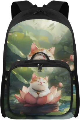 FOR U DESIGNS Girls Cat Backpack with Lunch Bag Attached 17 Inch Versatile Kids Bookbag, Ergonomic School Backpack with Lunch Box for Outdoor Classroom Organization