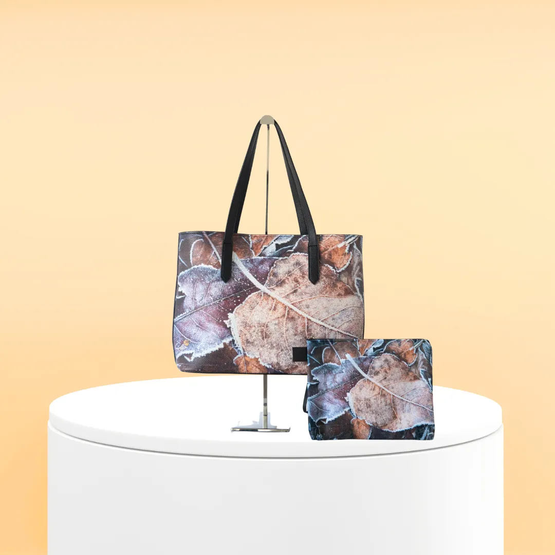 Frosted Leaf Faux Leather Handbag