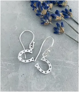 Girl's Horse Shoe Drop Earrings - Silver