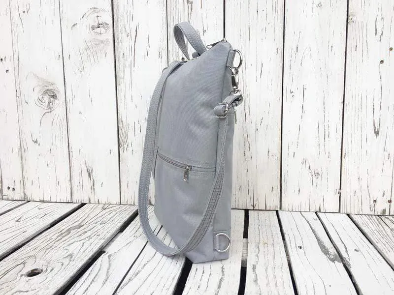 Grey Women's Customizable Backpack, Multipurpose Cross Body Bag