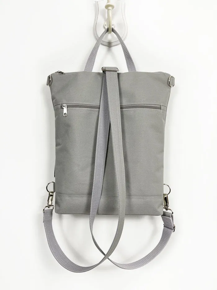 Grey Women's Customizable Backpack, Multipurpose Cross Body Bag