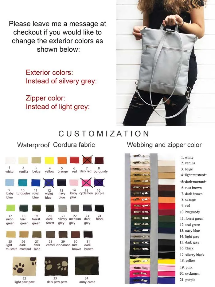 Grey Women's Customizable Backpack, Multipurpose Cross Body Bag